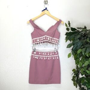 Sabo Skirt Fringe Pink Crop Top and Skirt Set